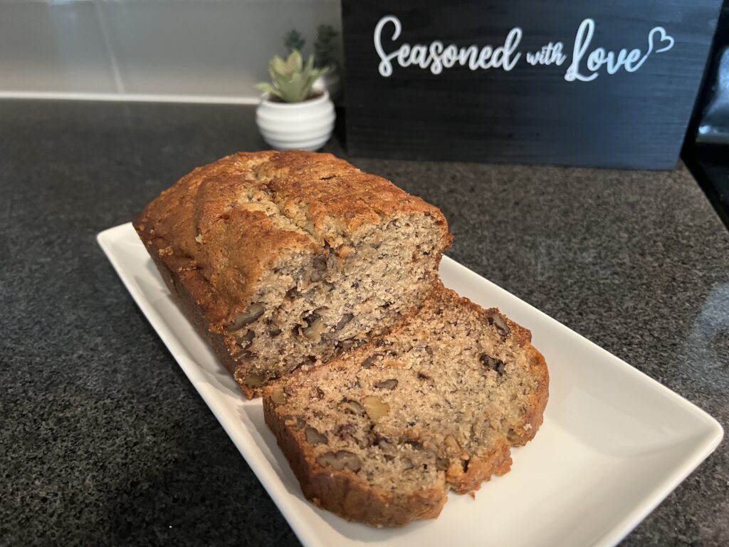 Banana Bread with Pecans and Walnuts