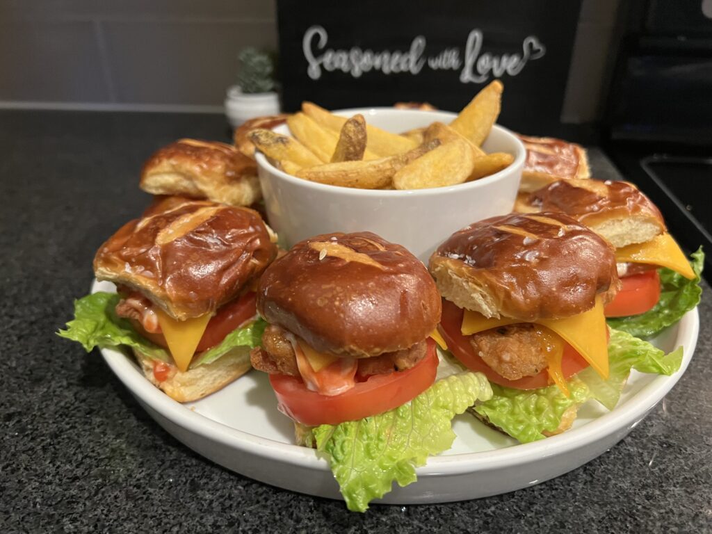 Easy Crispy Club Chicken Pretzel Sliders